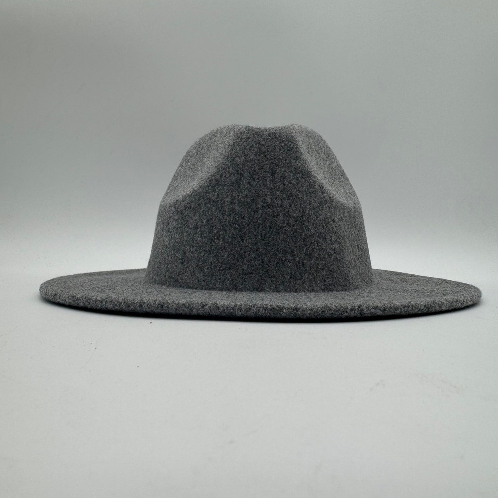 Universal Thread Gray Wide Brim Fedora Hat Adjustable Felt Pinched Crown NEW